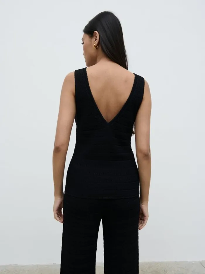 Pretty Lavish Knitwear Bridget Crochet Knit Top Black 8211 Women