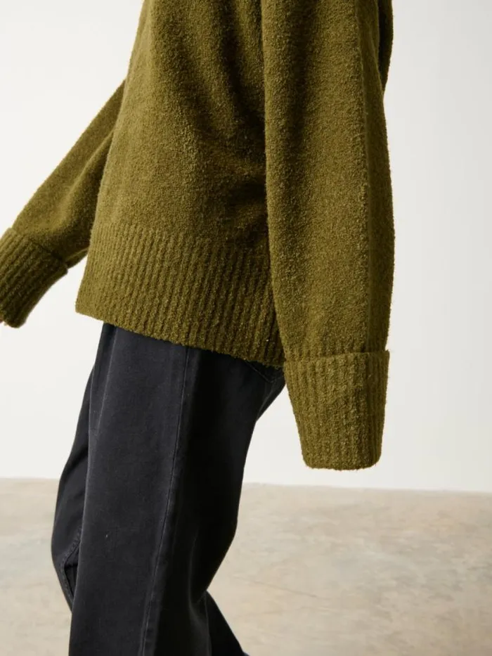 Pretty Lavish Knitwear Camille Oversized Borg Jumper Olive 8211 Women