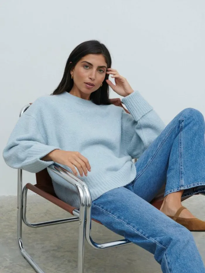 Pretty Lavish Knitwear Camille Oversized Borg Knit Jumper Pale Blue 8211 Women Pretty Lavish Knitwear Camille Oversized Borg Knit Jumper Pale Blue 8211 Women