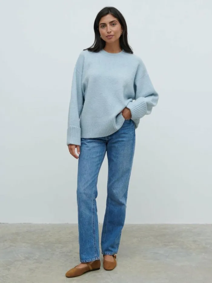 Pretty Lavish Knitwear Camille Oversized Borg Knit Jumper Pale Blue 8211 Women