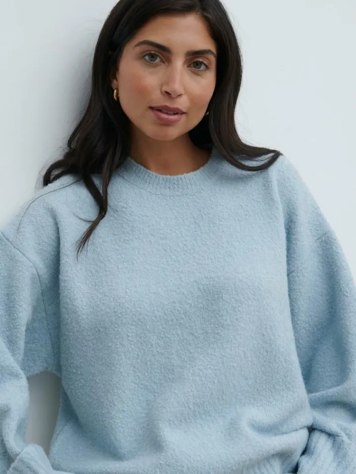 Pretty Lavish Knitwear Camille Oversized Borg Knit Jumper Pale Blue 8211 Women