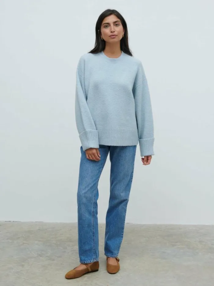Pretty Lavish Knitwear Camille Oversized Borg Knit Jumper Pale Blue 8211 Women