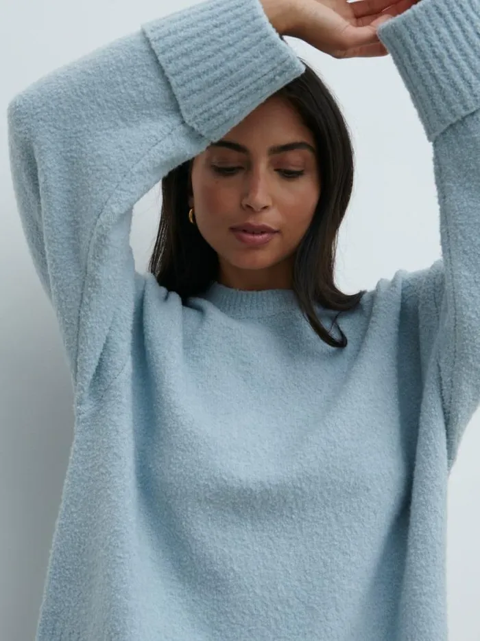 Pretty Lavish Knitwear Camille Oversized Borg Knit Jumper Pale Blue 8211 Women