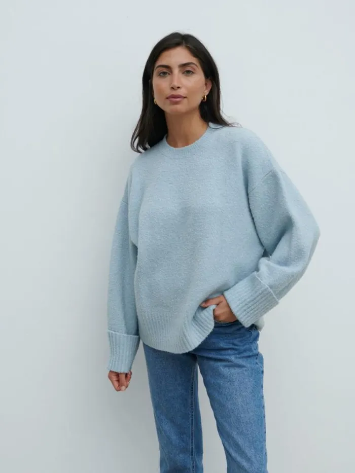 Pretty Lavish Knitwear Camille Oversized Borg Knit Jumper Pale Blue 8211 Women