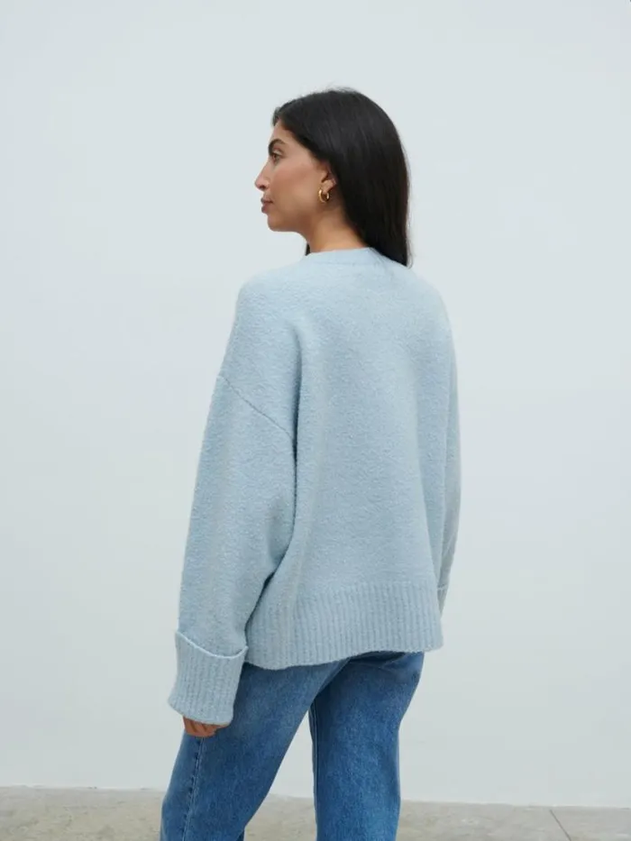 Pretty Lavish Knitwear Camille Oversized Borg Knit Jumper Pale Blue 8211 Women