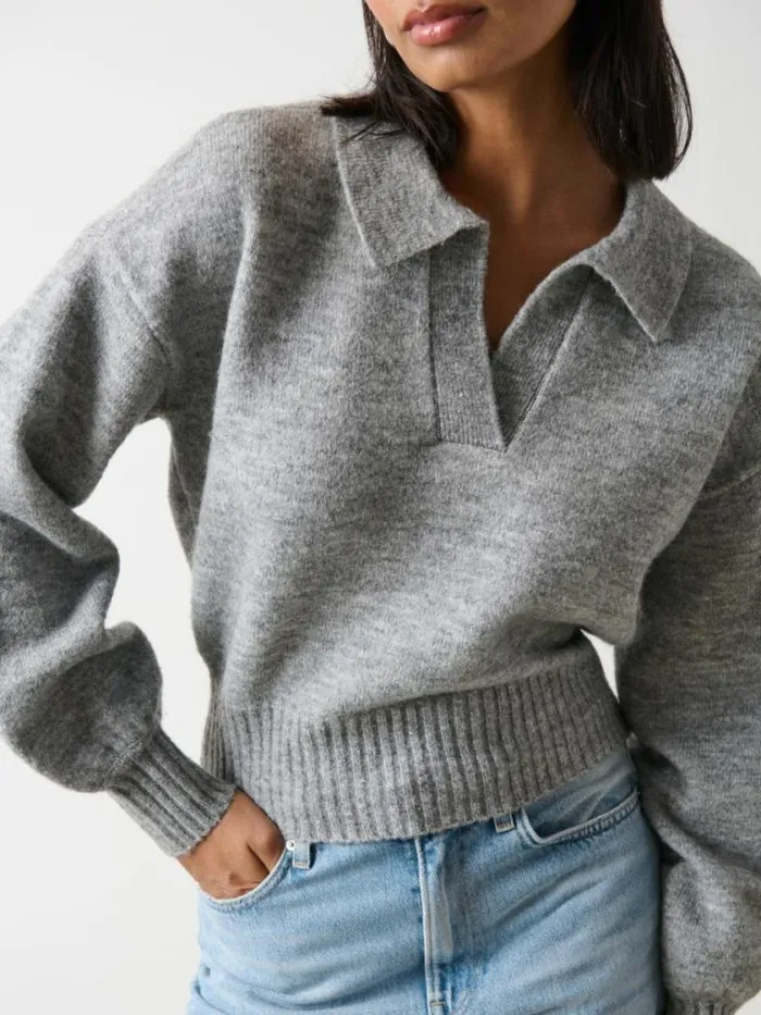 Pretty Lavish Knitwear Cruz Cropped Jumper Grey 8211 Women
