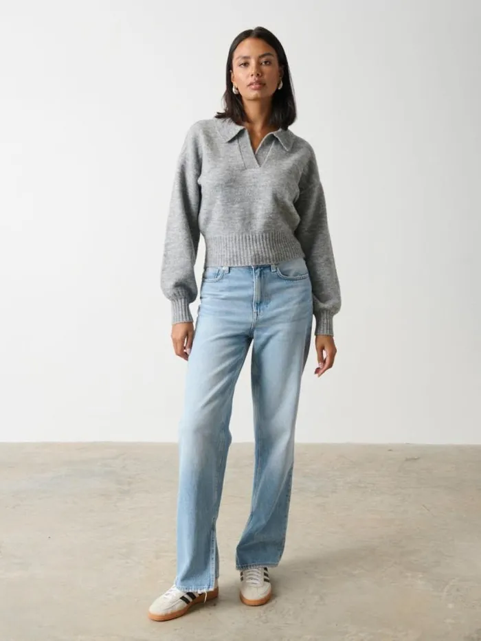 Pretty Lavish Knitwear Cruz Cropped Jumper Grey 8211 Women