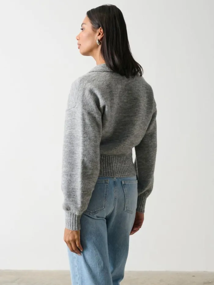 Pretty Lavish Knitwear Cruz Cropped Jumper Grey 8211 Women