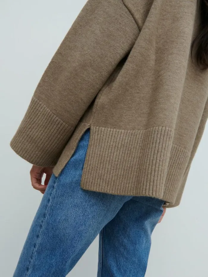 Pretty Lavish Knitwear Finnity Slouchy Crew Neck Knit Jumper Light Brown 8211 Women