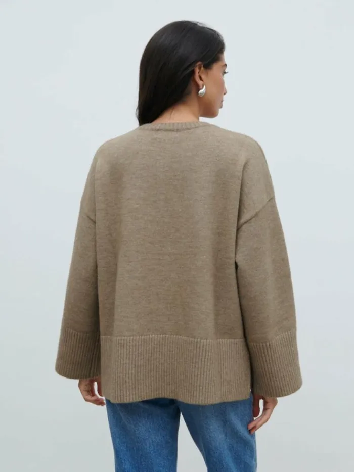 Pretty Lavish Knitwear Finnity Slouchy Crew Neck Knit Jumper Light Brown 8211 Women