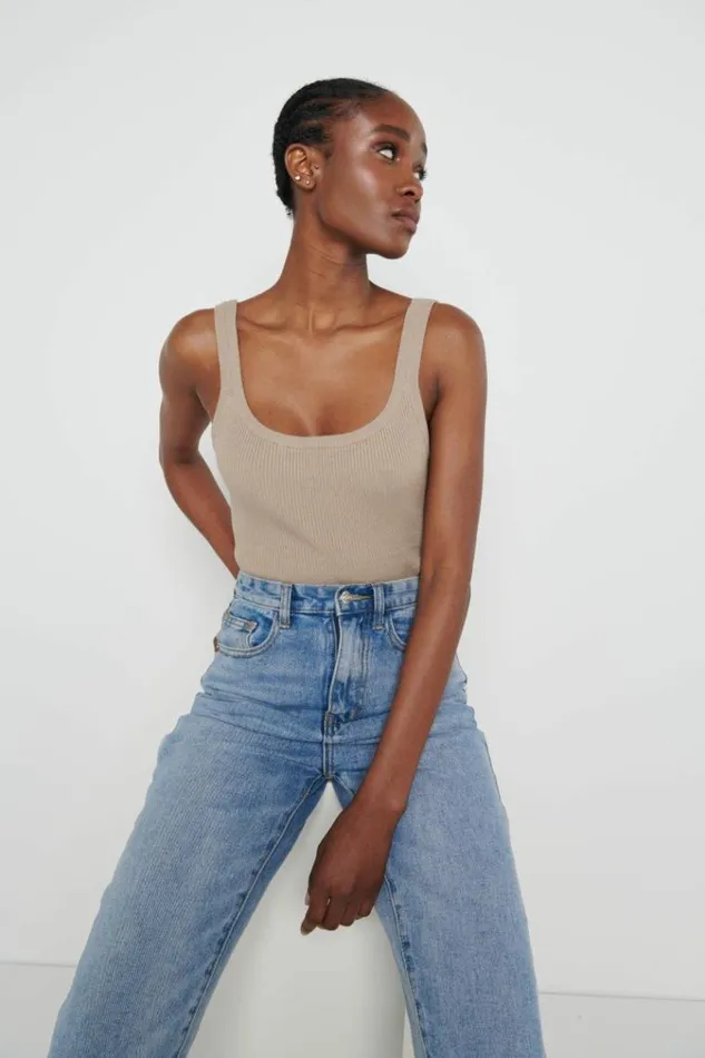 Pretty Lavish Knitwear Gabby Knit Cami Top Brown 8211 Women