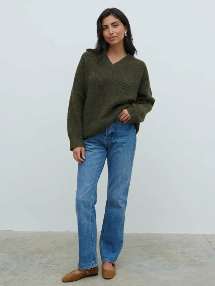 Pretty Lavish Knitwear Jovie Oversized Rib Knit Jumper Olive 8211 Women