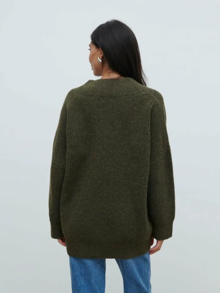 Pretty Lavish Knitwear Jovie Oversized Rib Knit Jumper Olive 8211 Women