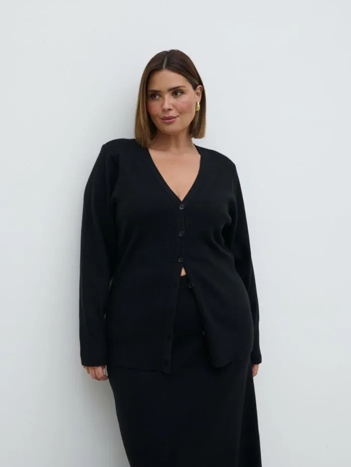 Pretty Lavish Knitwear Justine Rib Knit Cardigan Curve Black 8211 Women