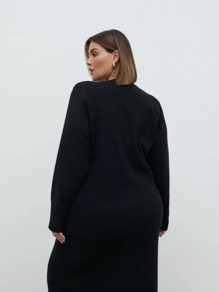 Pretty Lavish Knitwear Justine Rib Knit Cardigan Curve Black 8211 Women