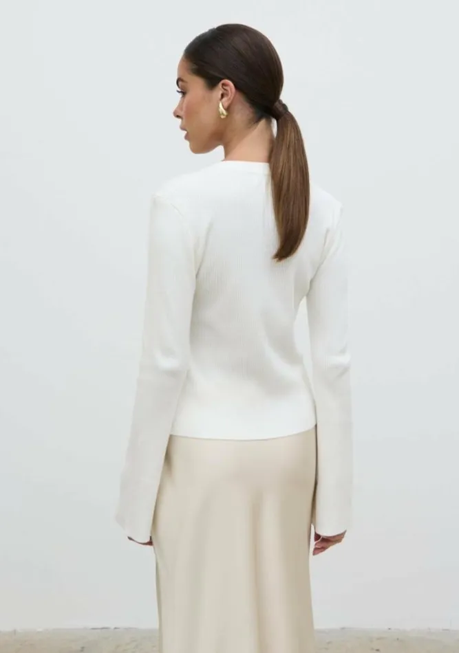Pretty Lavish Knitwear Lacey Button Down Top Cream 8211 Women