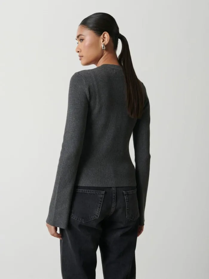 Pretty Lavish Knitwear Lacey Button Down Top Grey 8211 Women