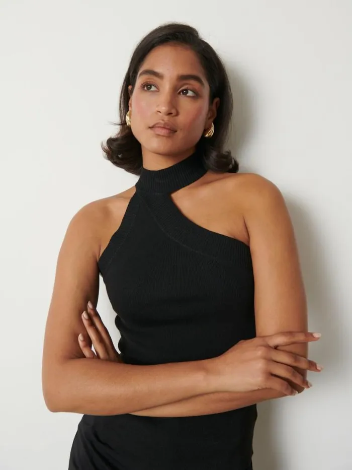 Pretty Lavish Knitwear Mia Turtle Neck Asymmetric Knit Top Black 8211 Women