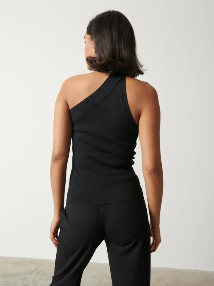 Pretty Lavish Knitwear Mia Turtle Neck Asymmetric Knit Top Black 8211 Women