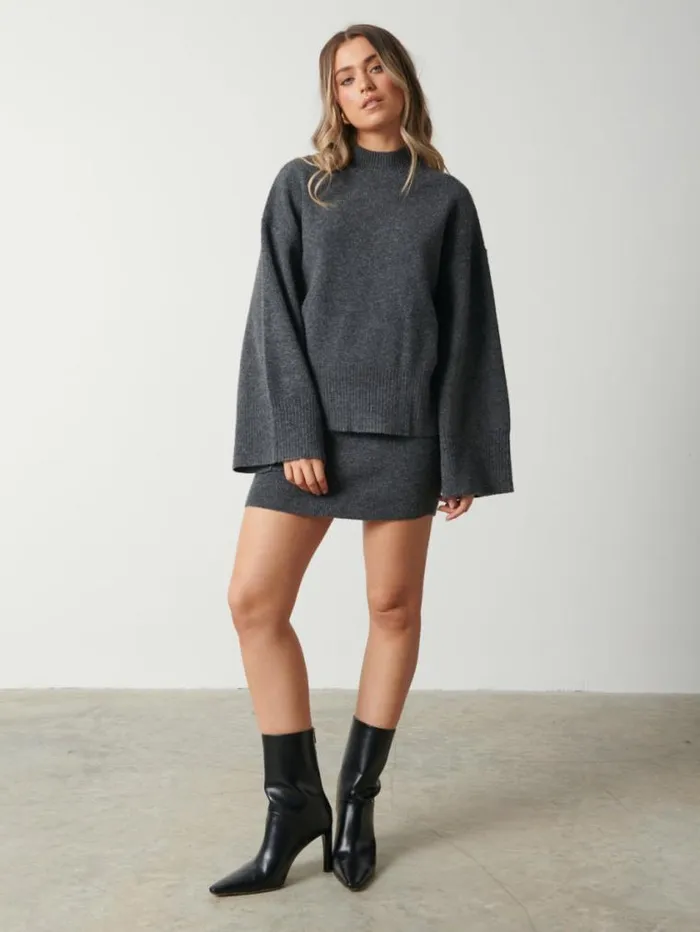 Pretty Lavish Knitwear Sloane Kimono Sleeve Jumper Grey 8211 Women