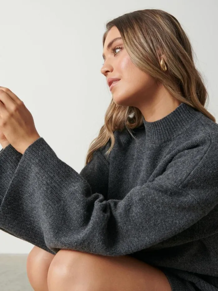 Pretty Lavish Knitwear Sloane Kimono Sleeve Jumper Grey 8211 Women