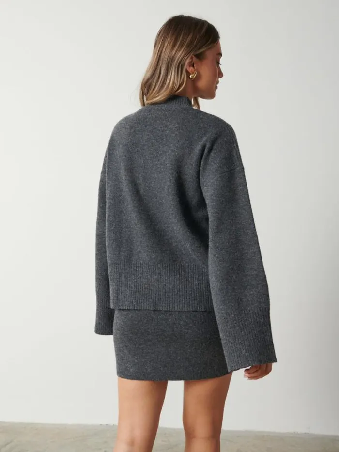 Pretty Lavish Knitwear Sloane Kimono Sleeve Jumper Grey 8211 Women
