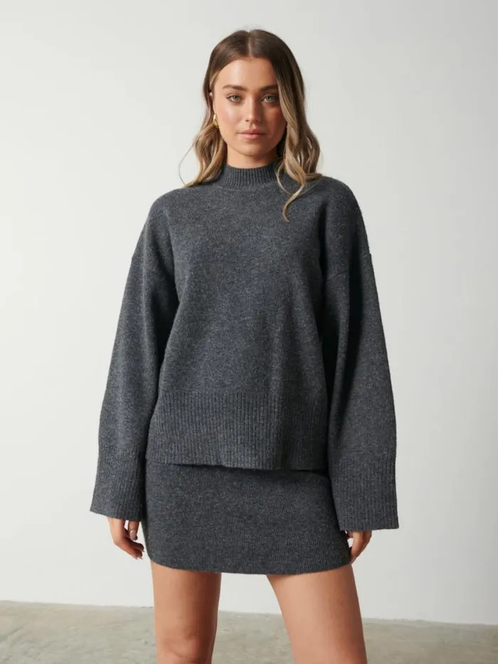 Pretty Lavish Knitwear Sloane Kimono Sleeve Jumper Grey 8211 Women
