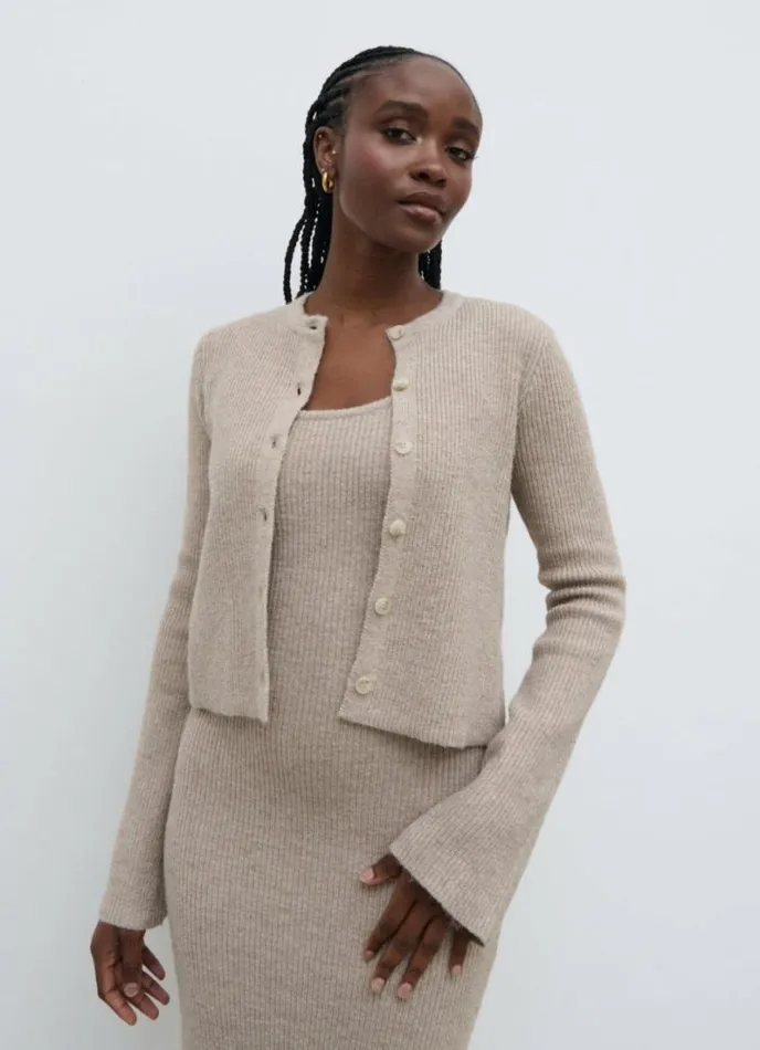 Pretty Lavish Knitwear Winnie Slim Fit Knit Cardigan Beige 8211 Women
