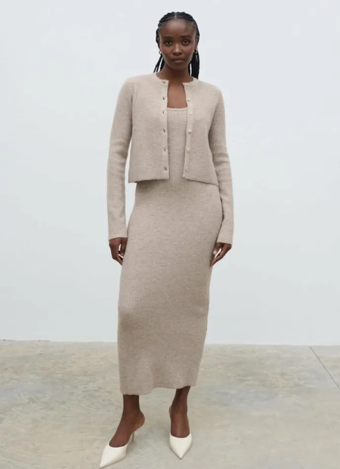 Pretty Lavish Knitwear Winnie Slim Fit Knit Cardigan Beige 8211 Women