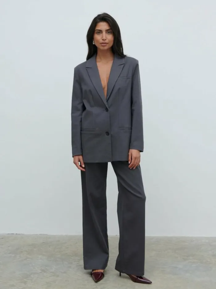 Pretty Lavish Outerwear Brady Oversized Boxy Blazer Grey 8211 Women