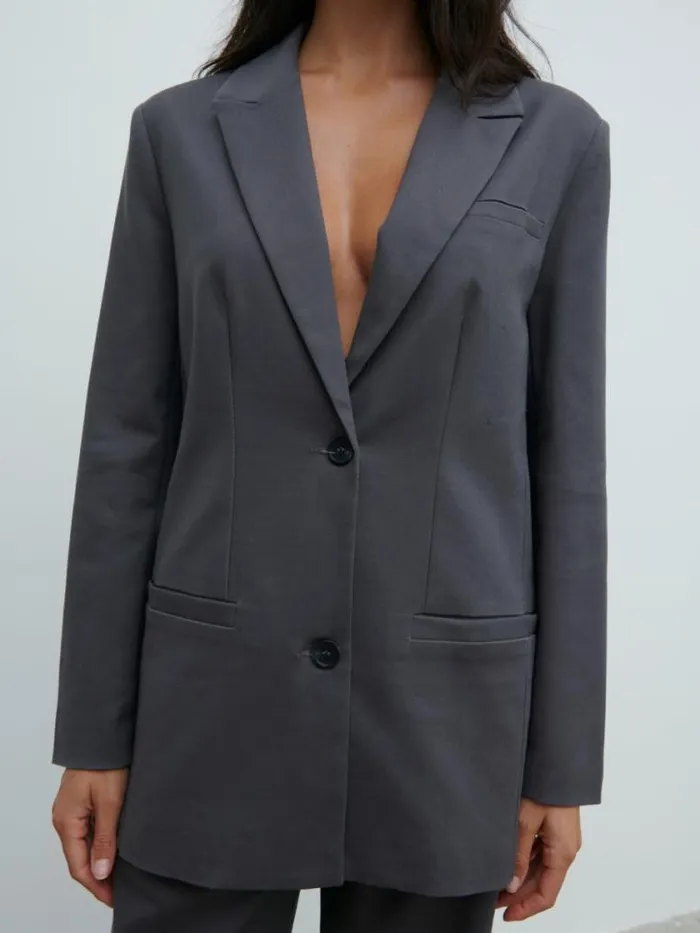 Pretty Lavish Outerwear Brady Oversized Boxy Blazer Grey 8211 Women