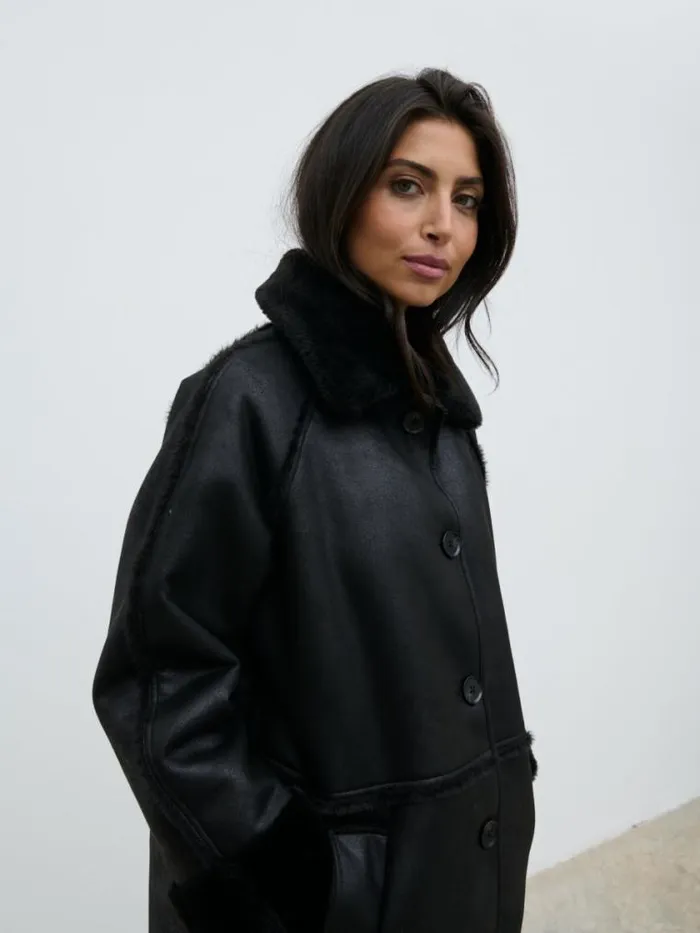 Pretty Lavish Outerwear Sawyer Aviator Coat Black 8211 Women