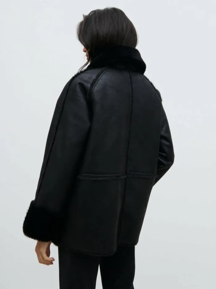 Pretty Lavish Outerwear Sawyer Aviator Coat Black 8211 Women