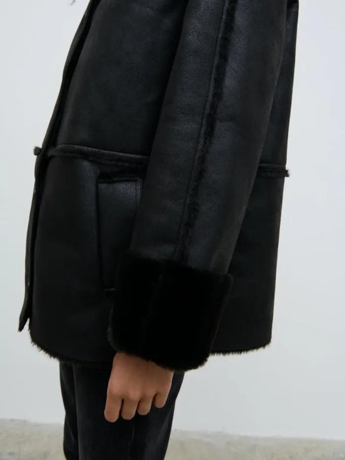 Pretty Lavish Outerwear Sawyer Aviator Coat Black 8211 Women