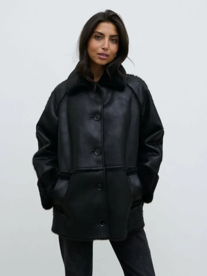 Pretty Lavish Outerwear Sawyer Aviator Coat Black 8211 Women