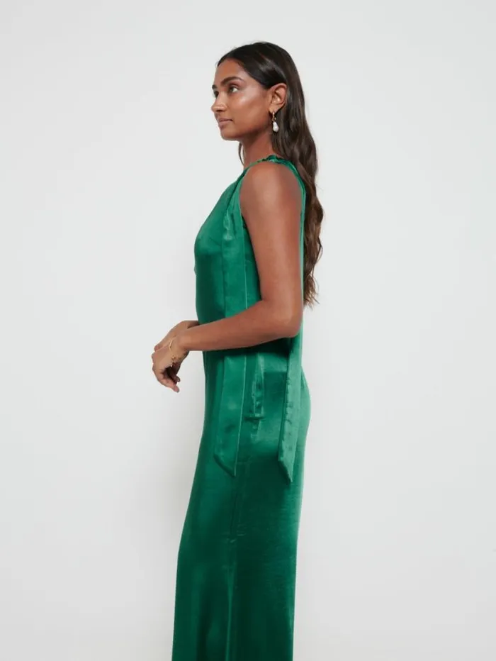 Pretty Lavish Satin Bridesmaid Dresses Amelia Tie Maxi Bridesmaid Dress Emerald 8211 Women