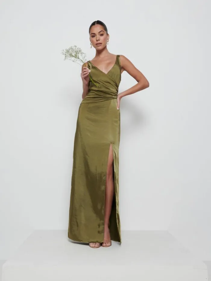 Pretty Lavish Satin Bridesmaid Dresses Esmee Wrap Maxi Bridesmaid Dress Dark Olive 8211 Women Pretty Lavish Satin Bridesmaid Dresses Esmee Wrap Maxi Bridesmaid Dress Dark Olive 8211 Women