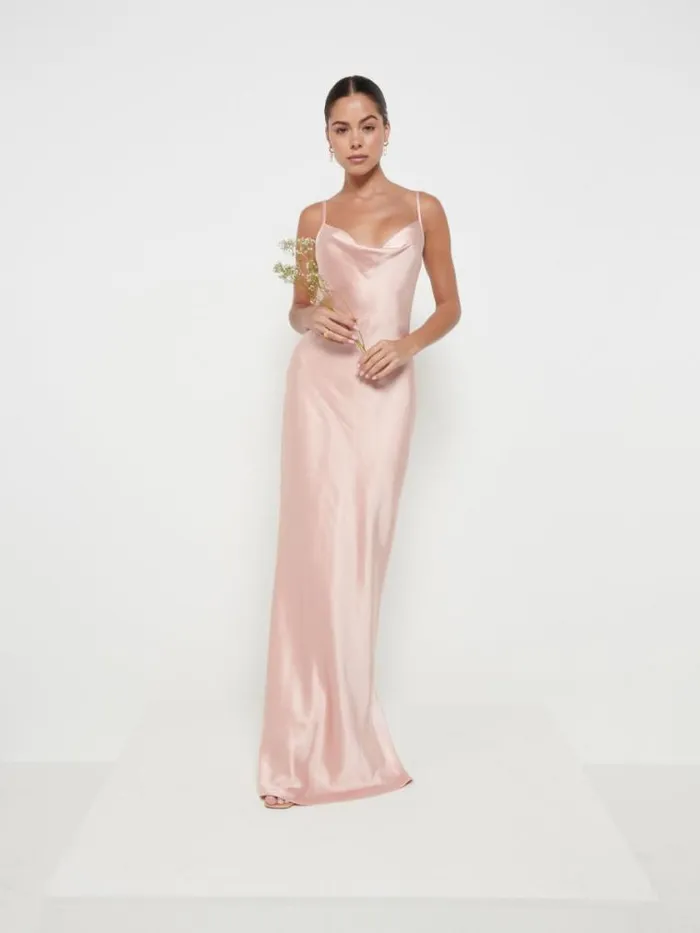Pretty Lavish Satin Bridesmaid Dresses Keisha Maxi Bridesmaid Dress Blush 8211 Women