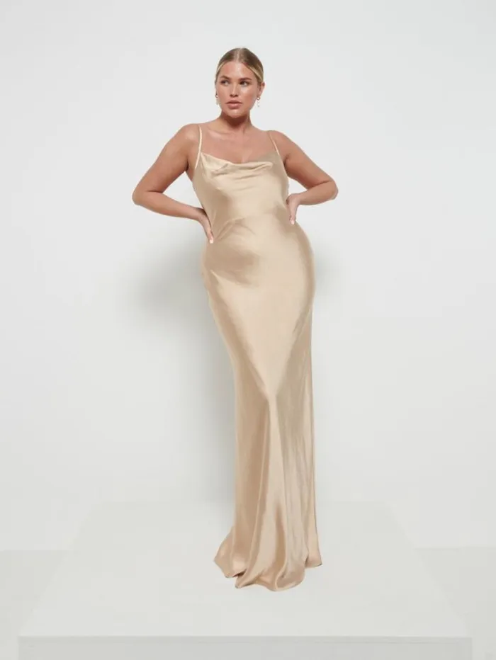 Pretty Lavish Satin Bridesmaid Dresses Keisha Maxi Bridesmaid Dress Bronze 8211 Women