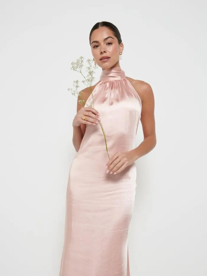 Pretty Lavish Satin Bridesmaid Dresses Odelle Maxi Bridesmaid Dress Blush 8211 Women