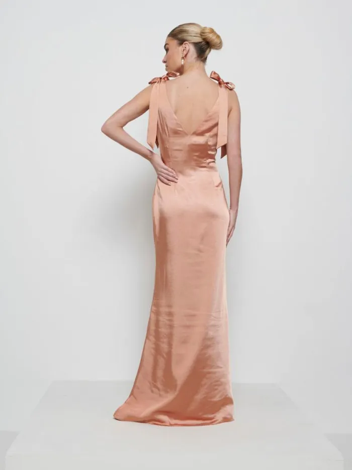 Pretty Lavish Satin Bridesmaid Dresses Piper Tie Maxi Bridesmaid Dress Matte Cinnamon 8211 Women