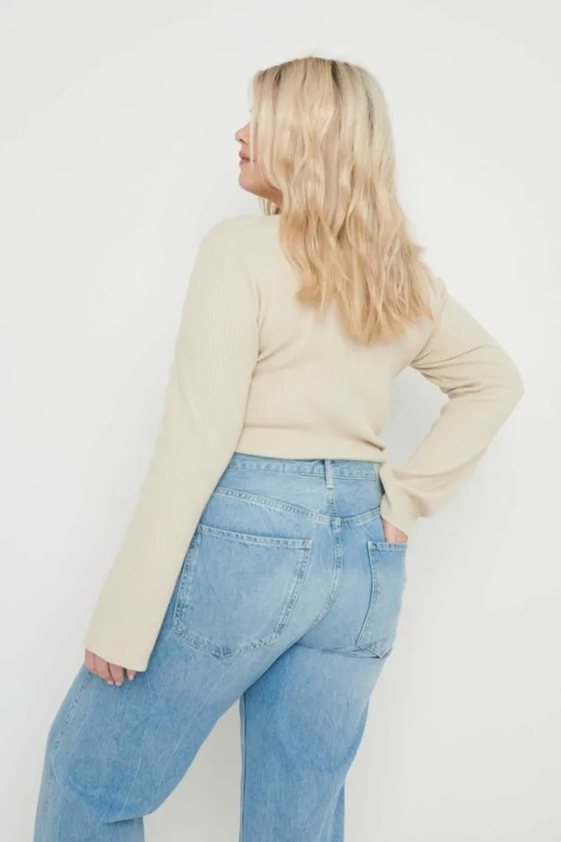 Pretty Lavish Tops Jayla Long Sleeve Knit Top Beige 8211 Women