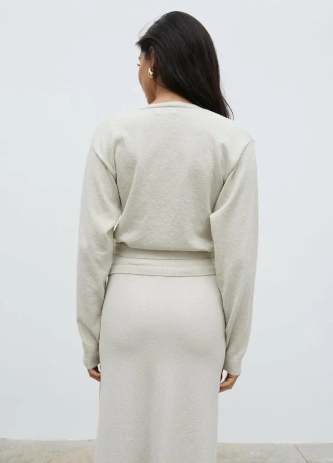 Pretty Lavish Tops Laney Boucle Knit Wrap Top Beige 8211 Women