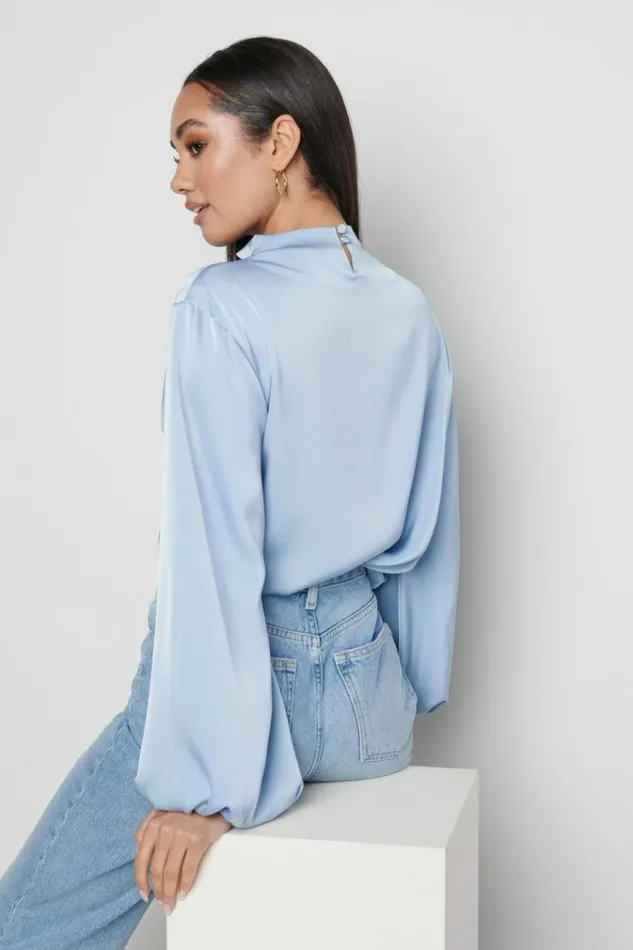 Pretty Lavish Tops Tate Pleated Blouse Blue Blue 8211 Women