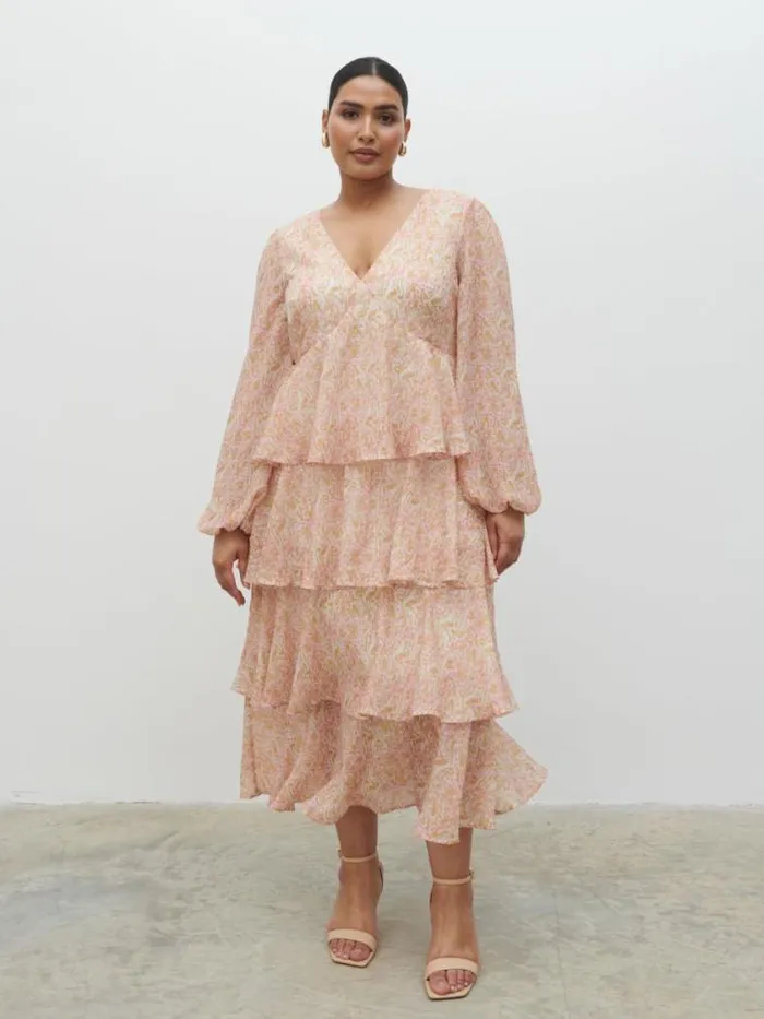 Pretty Lavish Wedding Guest Ashton Ruffle Midi Dress Curve Ditsy Animal Sorbet Print 8211 Women Pretty Lavish Wedding Guest Ashton Ruffle Midi Dress Curve Ditsy Animal Sorbet Print 8211 Women
