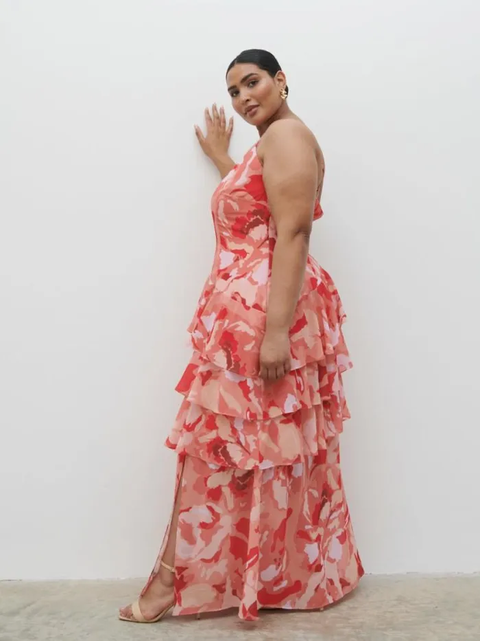 Pretty Lavish Wedding Guest Hettie Maxi Dress Curve Abstract Multi Floral 8211 Women