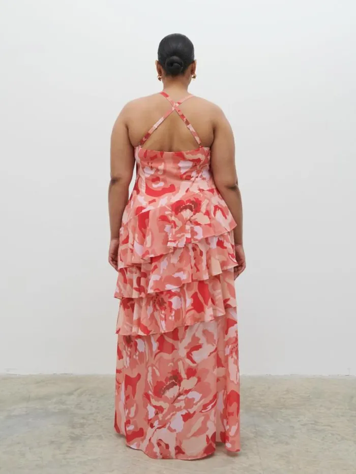 Pretty Lavish Wedding Guest Hettie Maxi Dress Curve Abstract Multi Floral 8211 Women