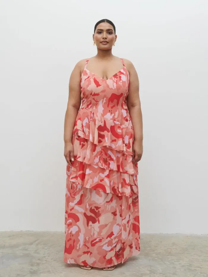 Pretty Lavish Wedding Guest Hettie Maxi Dress Curve Abstract Multi Floral 8211 Women