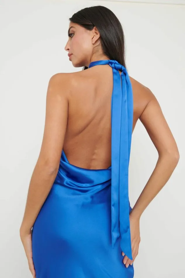 Pretty Lavish Wedding Guest Raleigh Recycled Cowl Back Midaxi Dress Blue 8211 Women