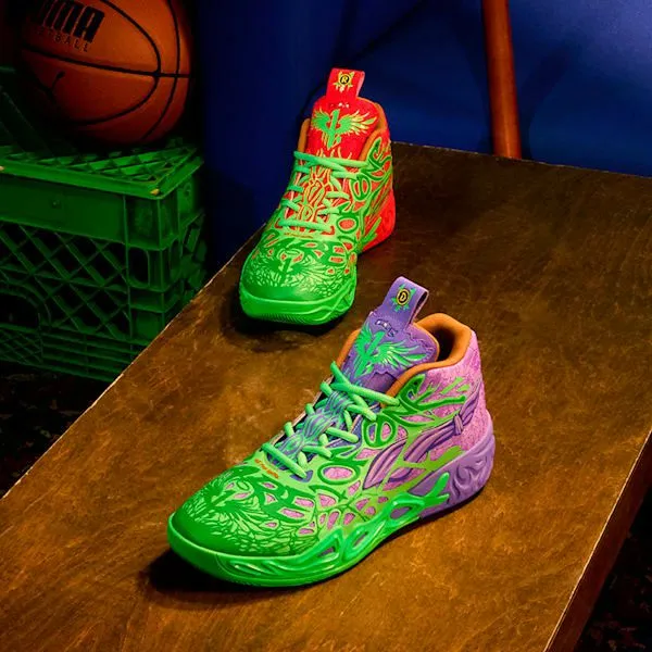 Puma Basketball PUMA X LAMELO BALL X TMNT MB04 Raphael And Donatello 039s Basketball Shoes Fluro Green Pespuma Reddark Amethyst 8211 Men Puma Basketball PUMA X LAMELO BALL X TMNT MB04 Raphael And Donatello 039s Basketball Shoes Fluro Green Pespuma Reddark Amethyst 8211 Men